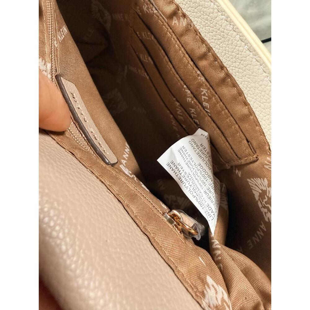 NWT Anne Klein Two-Tone Tan Flap Crossbody Bag - Picture 6 of 9